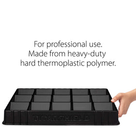 TitanShield black top view shows compact, stackable design to save workspace.