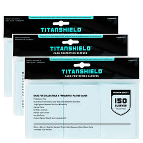 TitanShield Premium Sleeves front view with glossy surface for vibrant card visibility and smooth shuffling