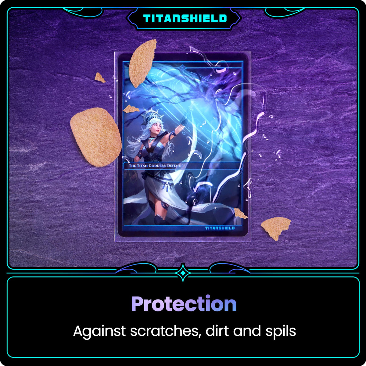 TitanShield Premium Sleeves deck-ready setup showing easy handling and shuffle readiness