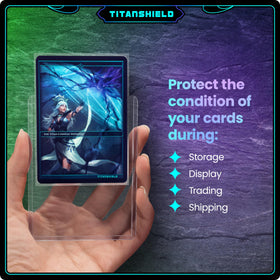 Dust-resistant TitanShield top loader with seamless edge keeps cards clean