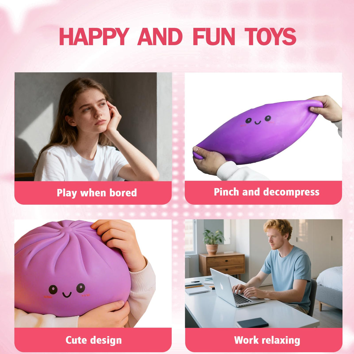 Titata squishy on desk demonstrates a convenient office companion for quick breaks.