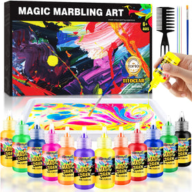 Titoclar Water Marbled Paint Kit with vibrant swirls for kid-friendly art.