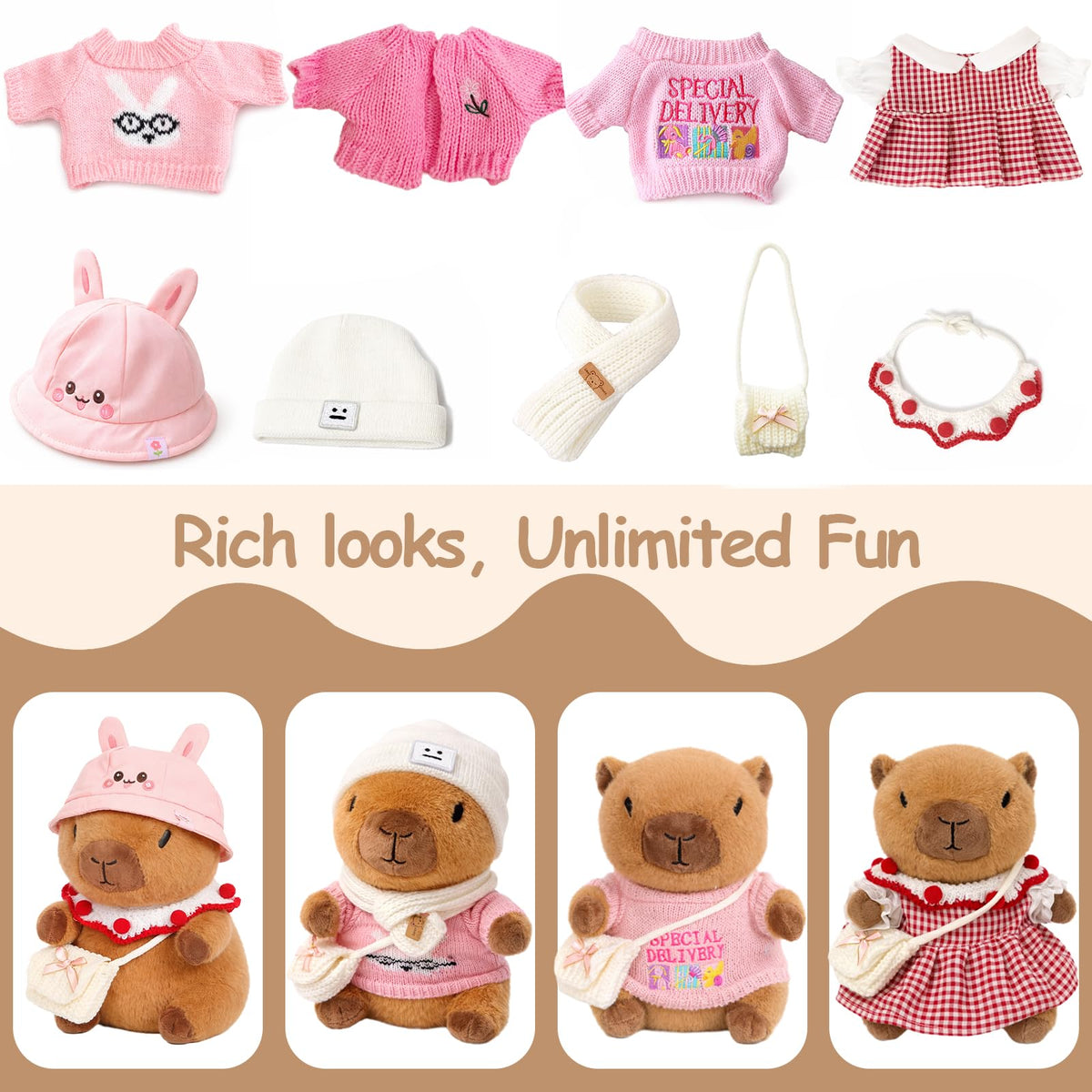 TITQWOP ultra-soft fabric capybara plush highlights skin-friendly materials for hugs and cozy snuggles.