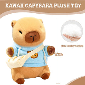 TITQWOP capybara plush with nine outfits for mix-and-match dress-up fun.