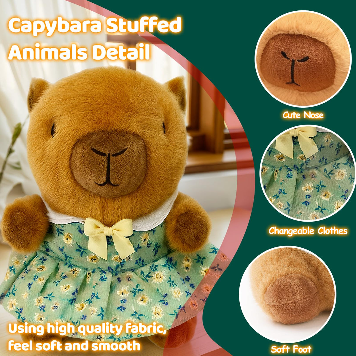 TITQWOP capybara plush wearing a coordinated lavender outfit for dress-up play