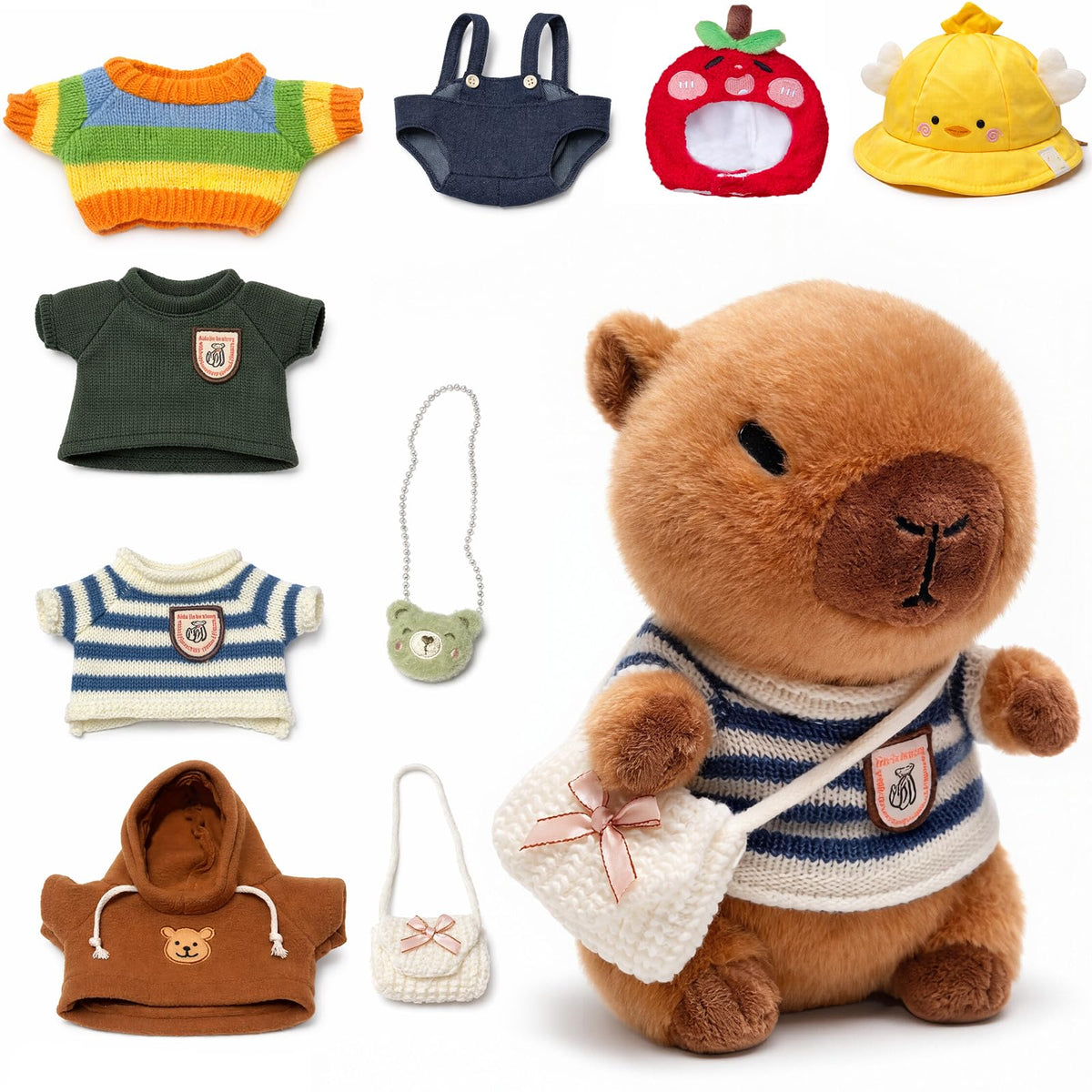 TITQWOP capybara plush wearing mix-and-match outfits for imaginative play
