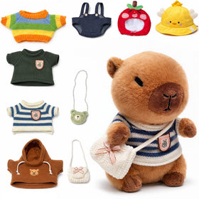 TITQWOP capybara plush wearing mix-and-match outfits for imaginative play