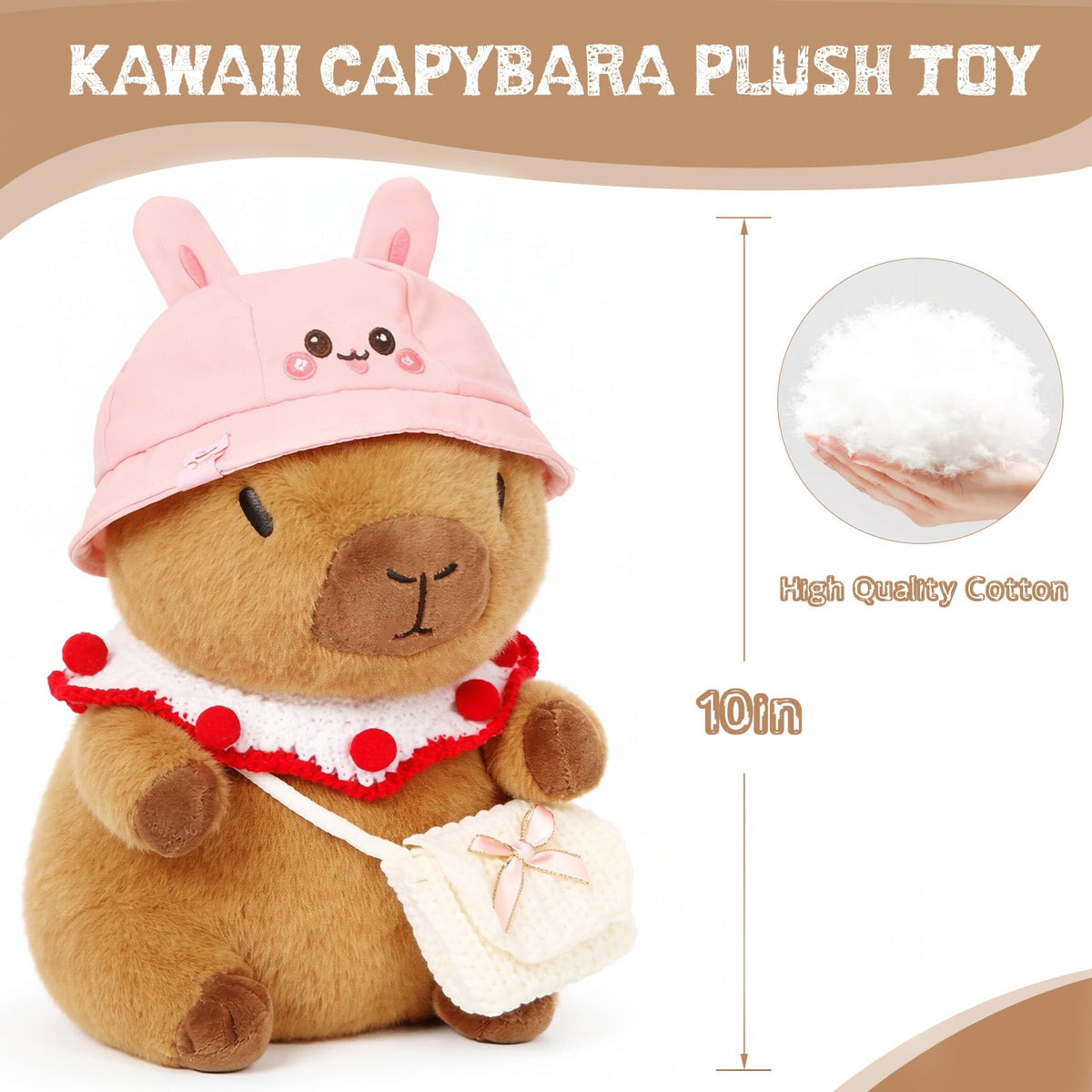 TITQWOP capybara plush with interchangeable outfits promotes creative dress-up and fine motor exploration.