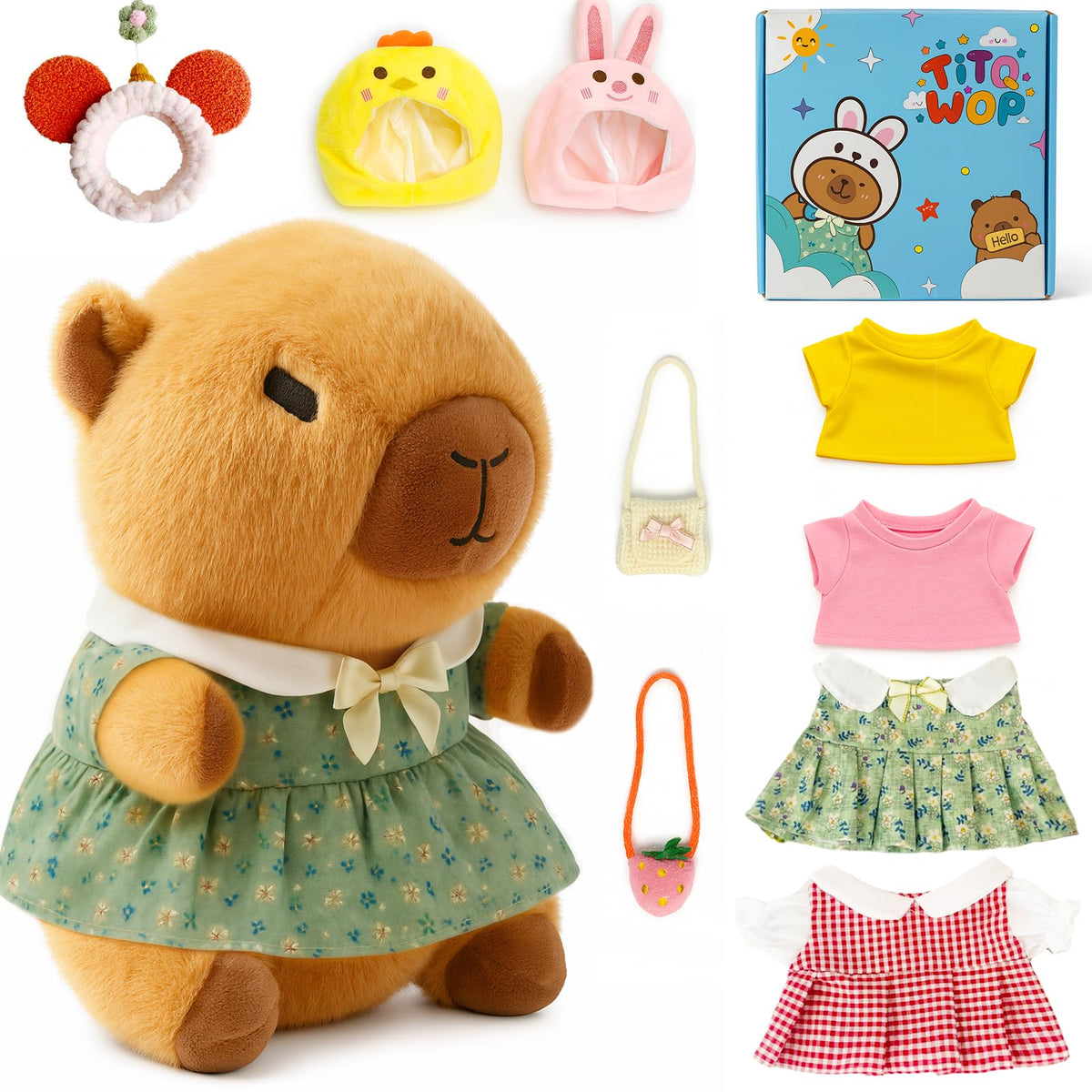 TITQWOP capybara plush set in packaging box offers a gift-ready presentation