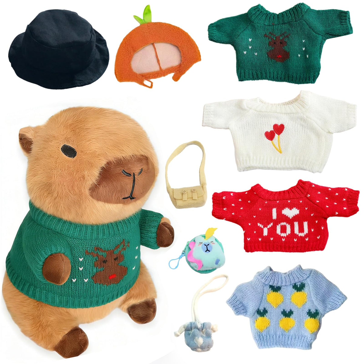 TITQWOP capybara plush set with soft fabric for cozy hugs and cuddle play.