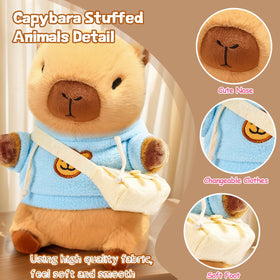 TITQWOP capybara plush wearing sweaters and hats for playful looks.