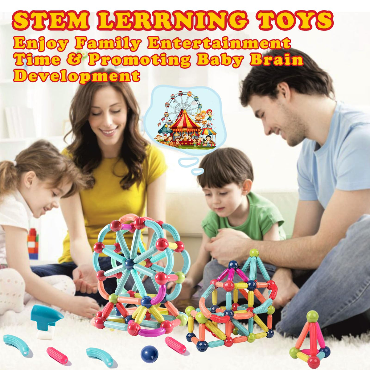 Titrot magnetic sticks creative structure supports shape exploration and spatial awareness