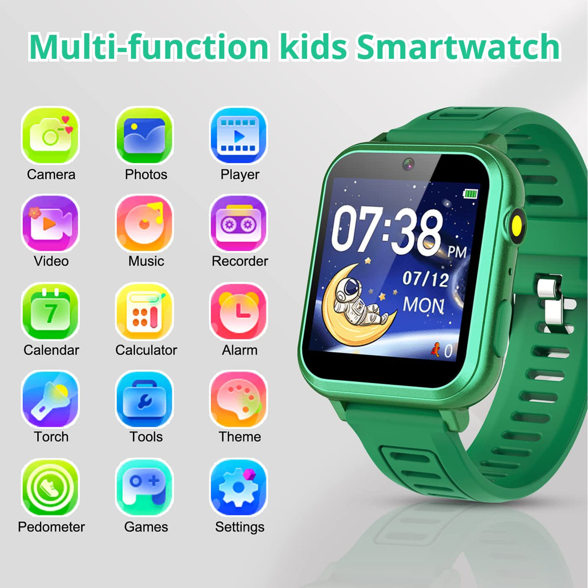 Tixpc Kids game smart watch side view emphasizes compact design for daily wear