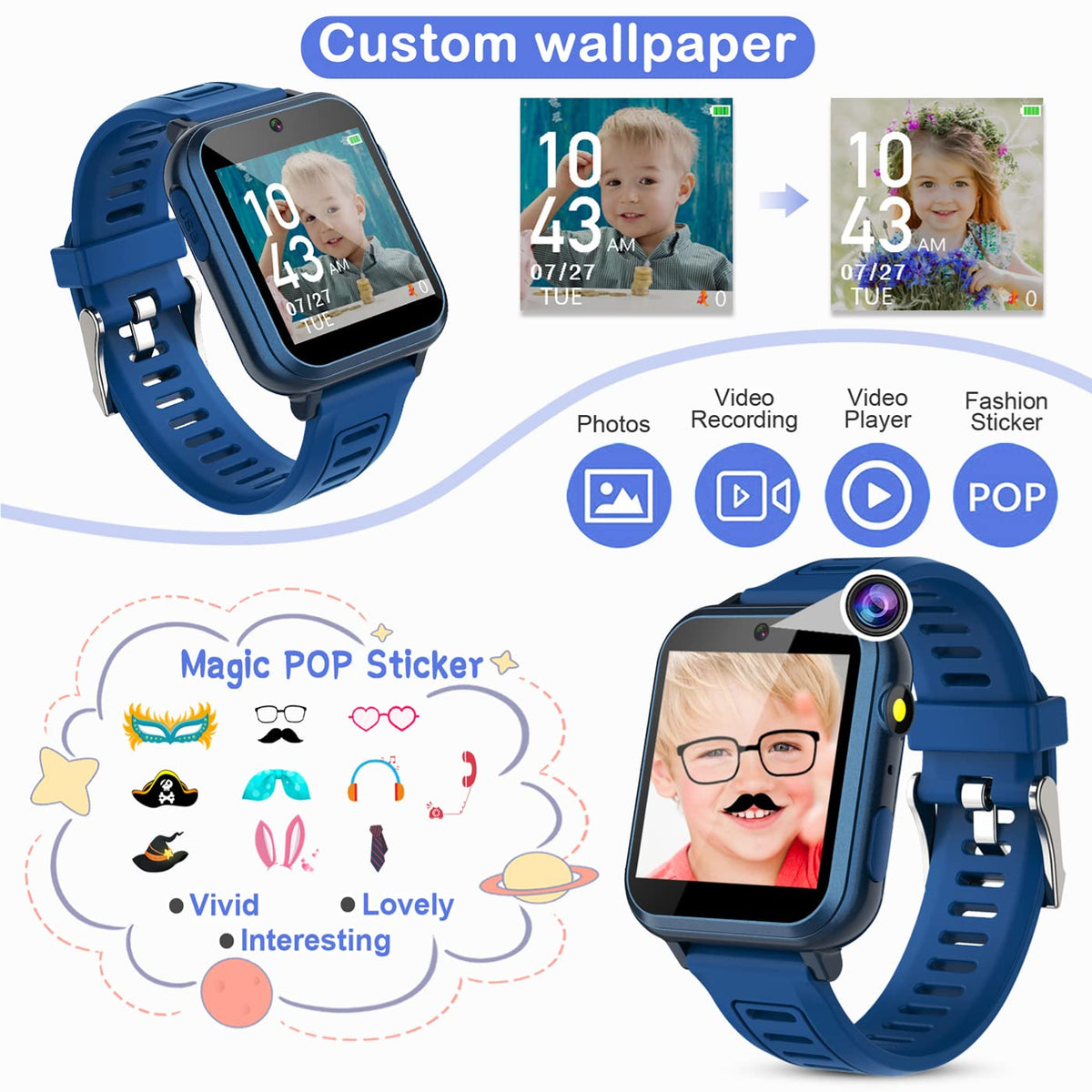 Tixpc Smart Watch camera video mode, capture memories with family.