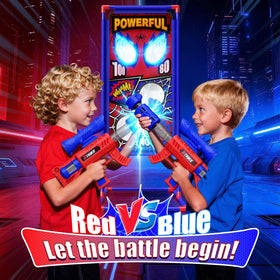 Tiyvnsi dual-blasters in bold red and blue enable quick, competitive play