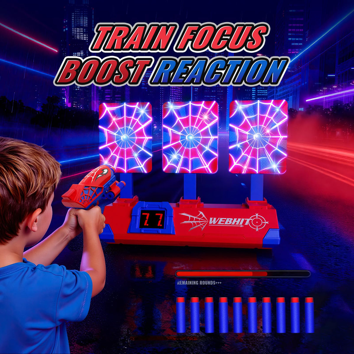 Tiyvnsi glowing web targets deliver immersive visuals during play