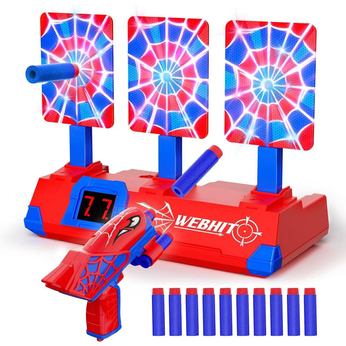 Tiyvnsi hero web glow targets in action for safe indoor play