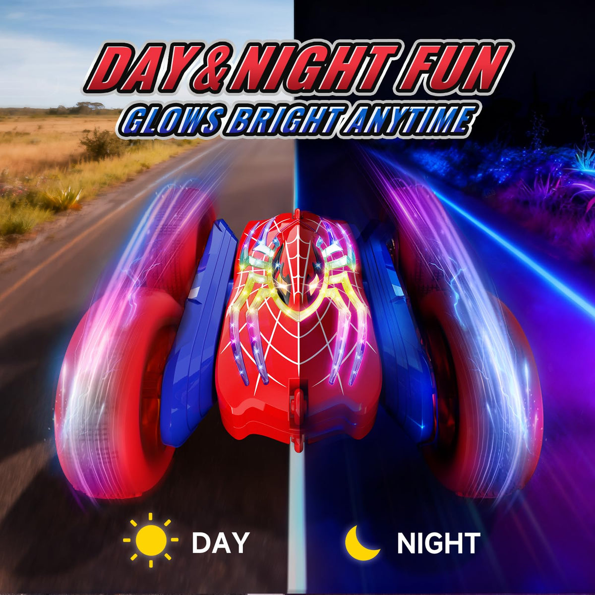 Tiyvnsi glowing legs highlight the hero design for dynamic stunts.