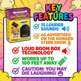T.J. Wisemen, Inc. Fart Machine #2 offers 100-foot wireless range for flexible placement.