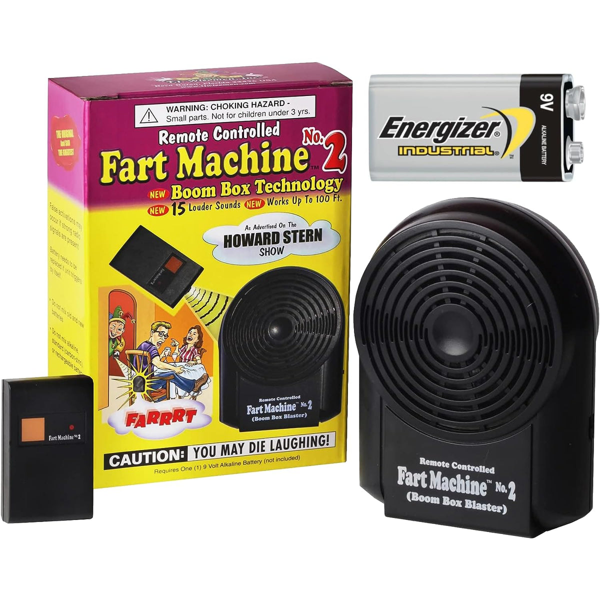 T.J. Wisemen, Inc. Fart Machine #2 with Boom Box Technology delivers louder, lifelike pranks.