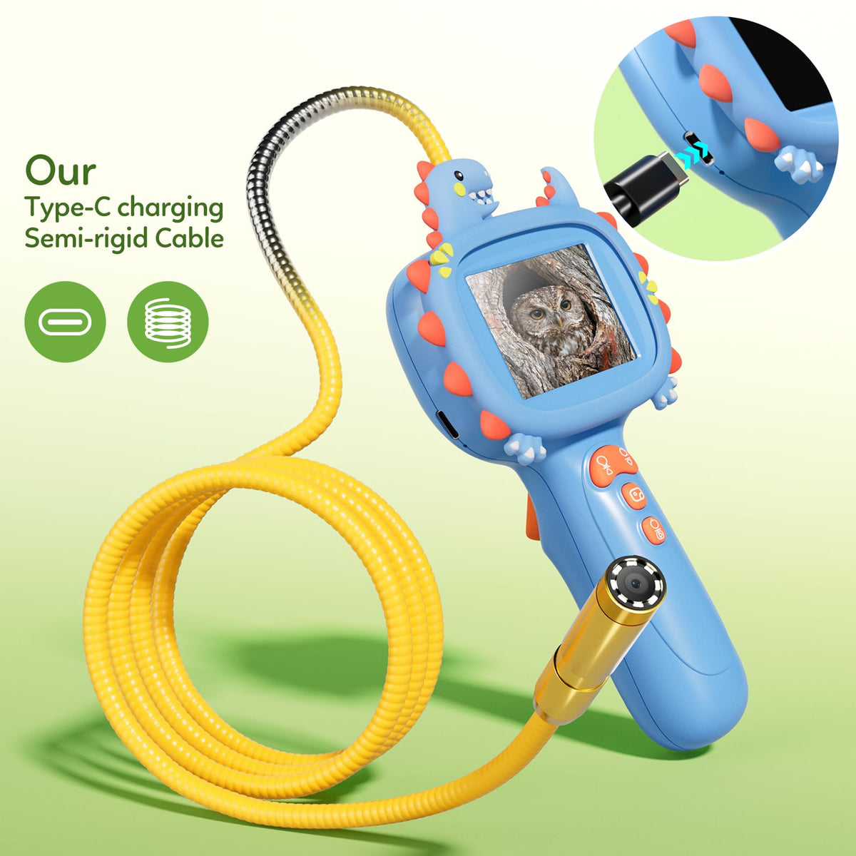 TKTKMETA endoscope 2MP HD screen with bright LEDs for clear viewing.
