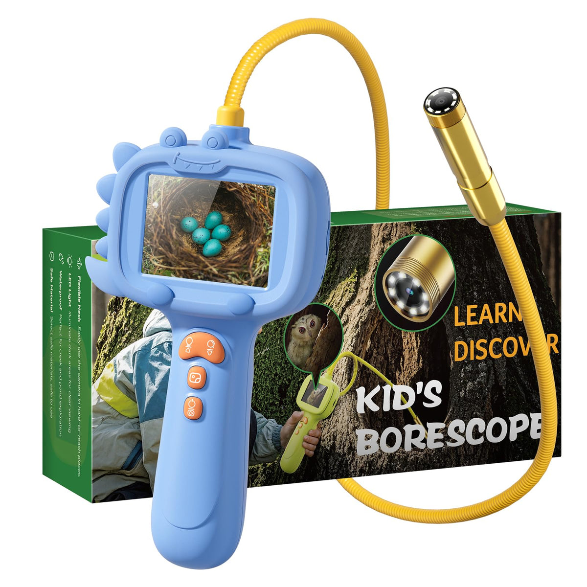 TKTKMETA kids borescope camera with 8 LED lights for bright on-the-spot viewing