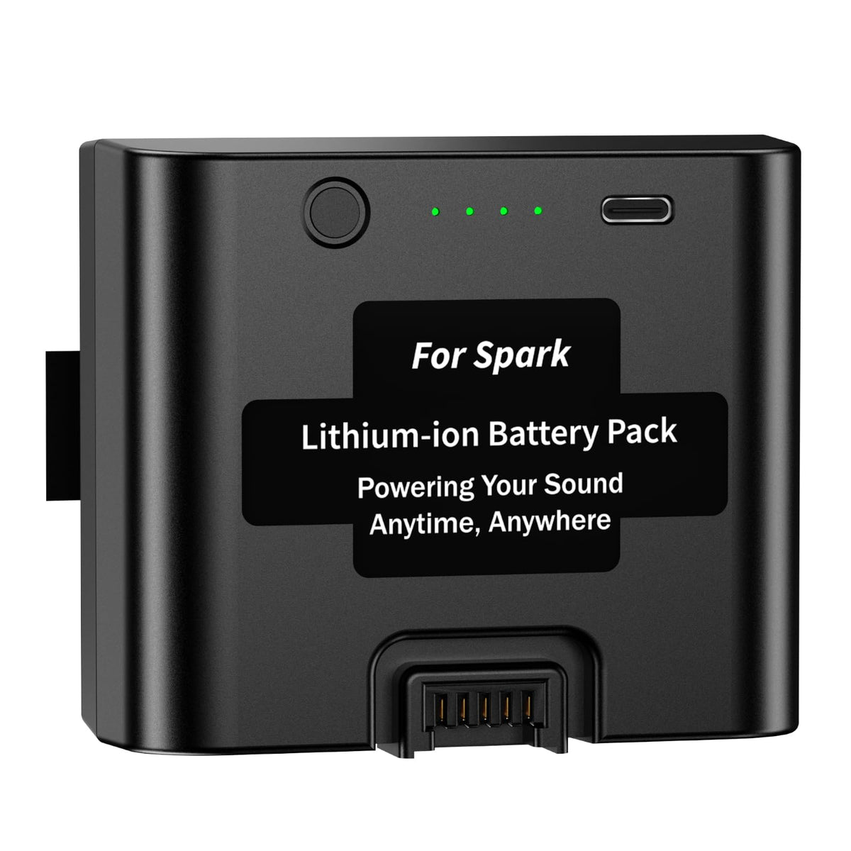 TKTKMETA Spark battery front view, compact power for outdoor parties.