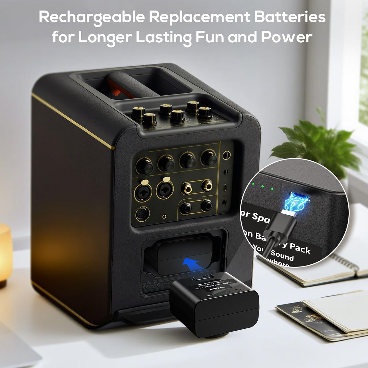 TKTKMETA Spark battery Type-C fast charging port in use.