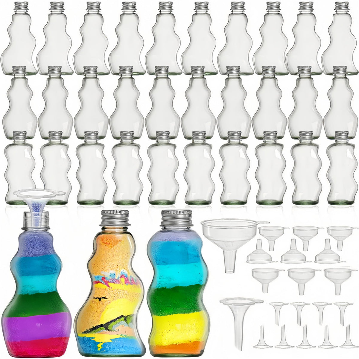 Tlence sand art bottle clear wave style A for easy color organization and DIY decorative projects.