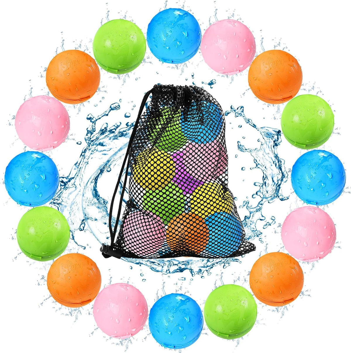 Tlitlimom water bomb balloon with mesh bag for easy storage and portability.