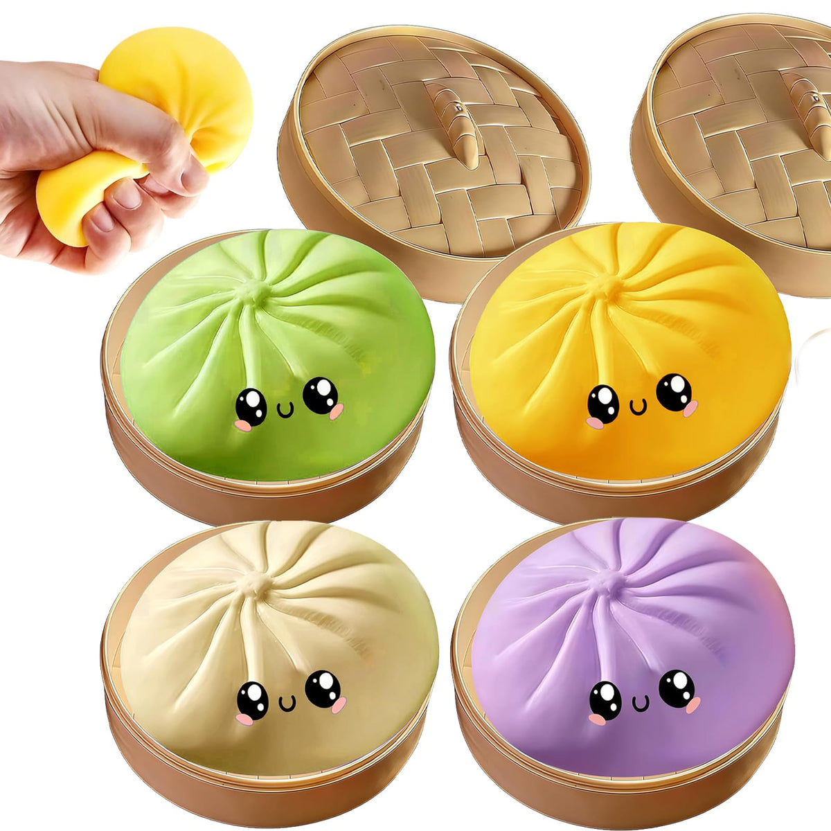 TLM 4pc squishy dumpling pack with diverse colors for tactile play