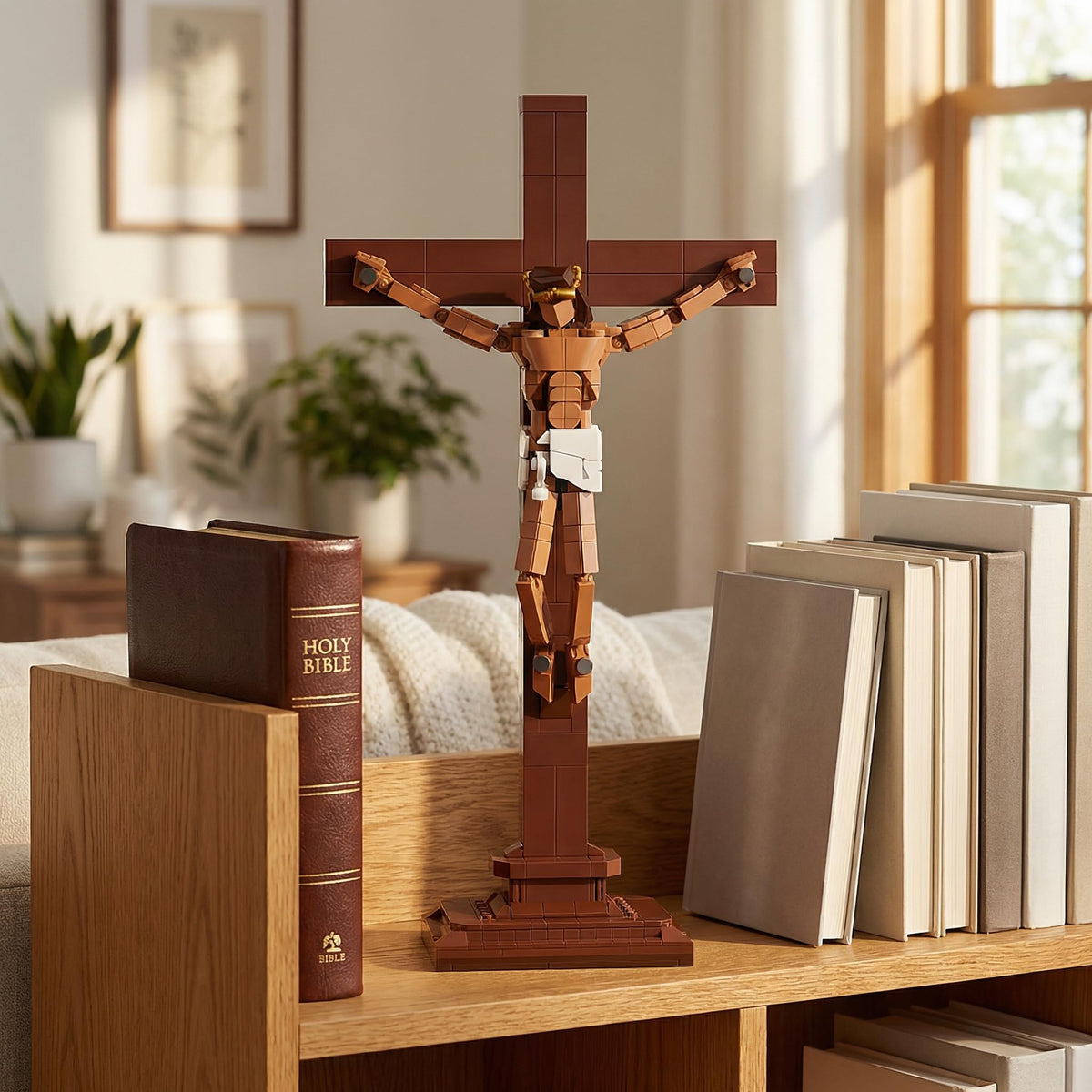 TLOEP Cross display 16.7-inch statue serves as a centerpiece for shelves or prayer corners