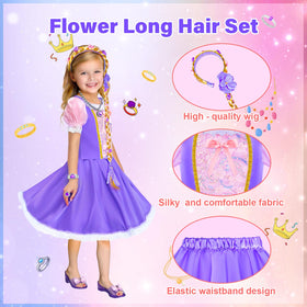 Tlooe princess dress Beauty Rose skirt with elastic waist for growing kids.
