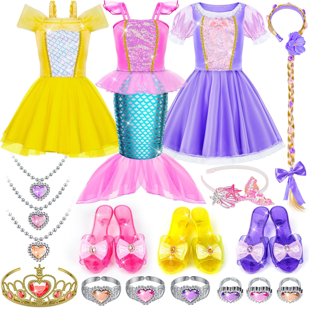 Tlooe princess dress Beauty Rose top with soft fabric for pretend play.