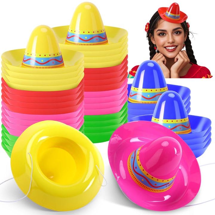 Tlswshsy mini sombrero red with stripes for festive decor and party photos.