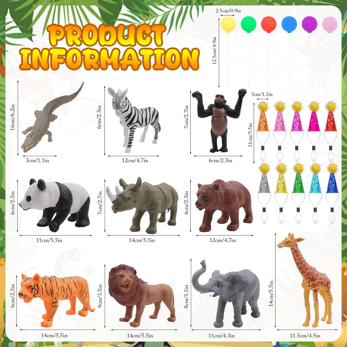TMKEFFC jungle mini sequin hats provide colorful accents for cupcakes and tables.