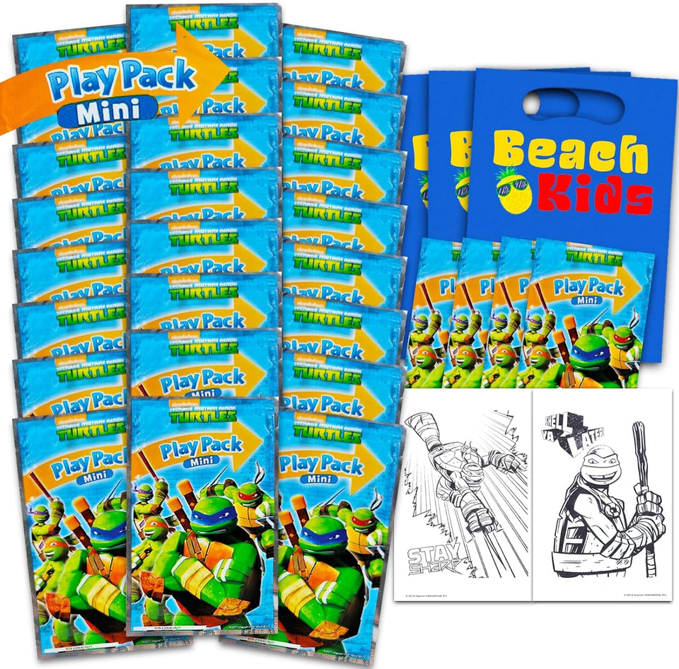 TMNT 24 mini play packs with coloring pages and stickers for kids' party fun