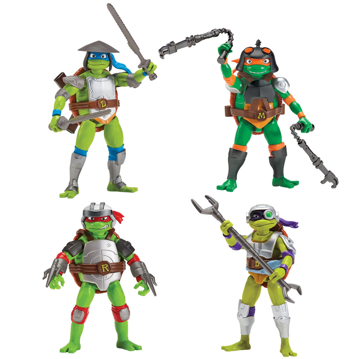 TMNT Armored Leonardo figure with interchangeable parts for epic battle play.