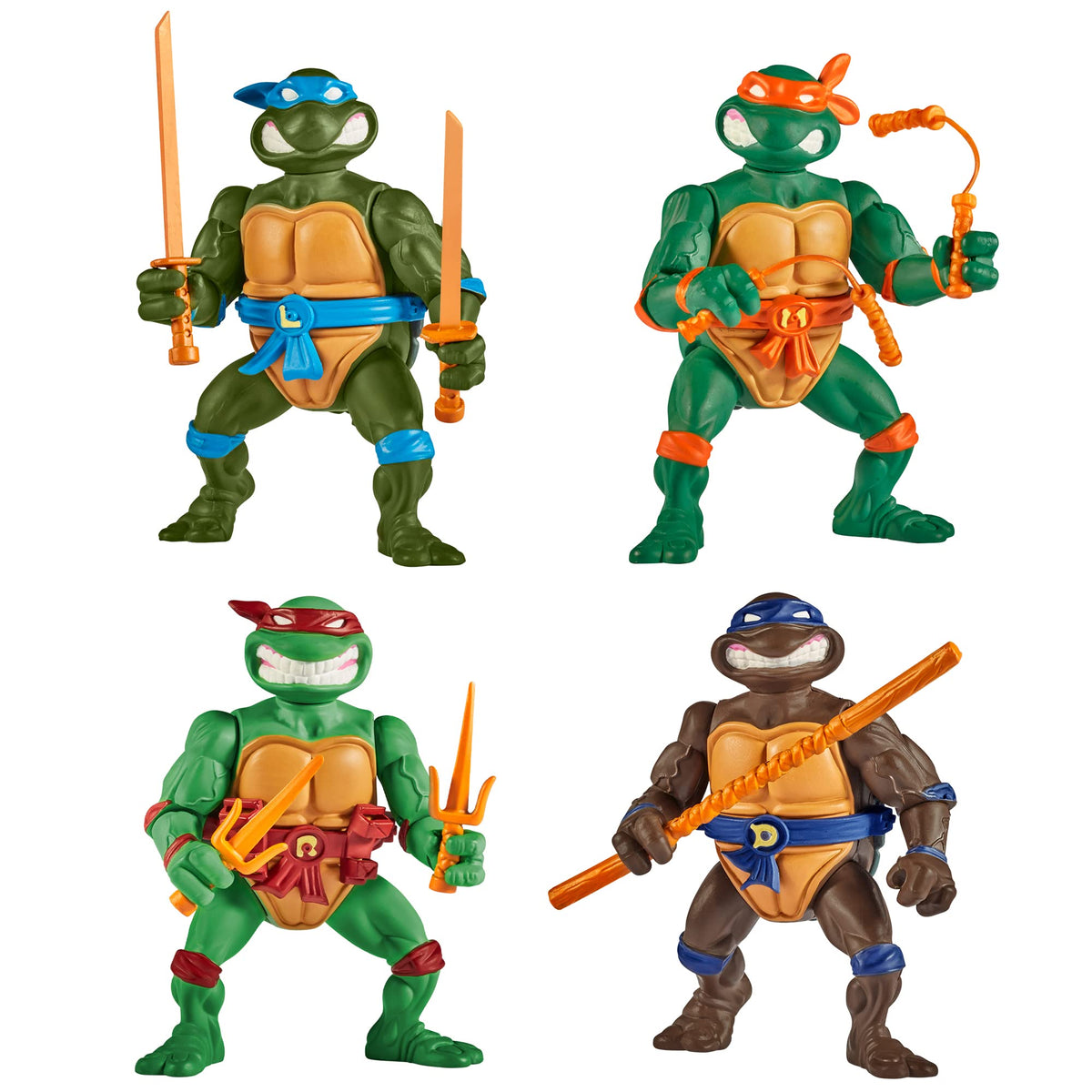 TMNT Classic 4-Inch Turtles front view for display and play