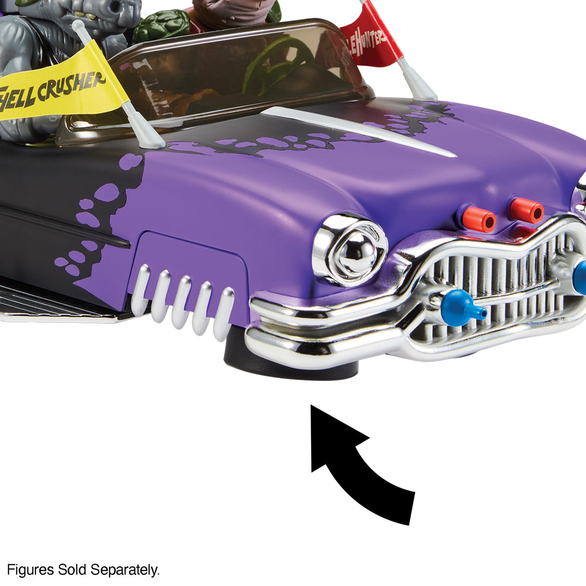 TMNT Foot Cruiser authentic 1989 packaging art enhances display.