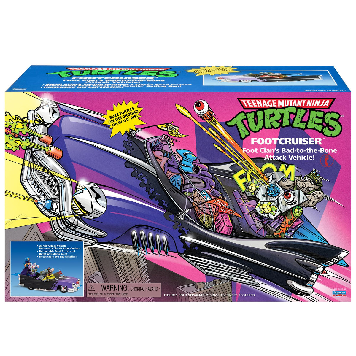 TMNT Foot Cruiser boxed with authentic illustrations for collectors.