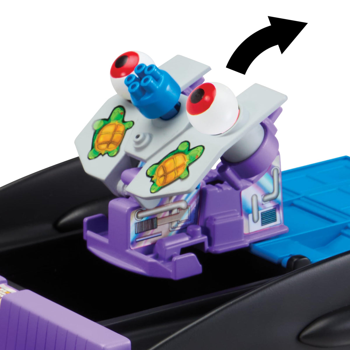 TMNT Foot Cruiser rotating gatling gun adds dramatic action.