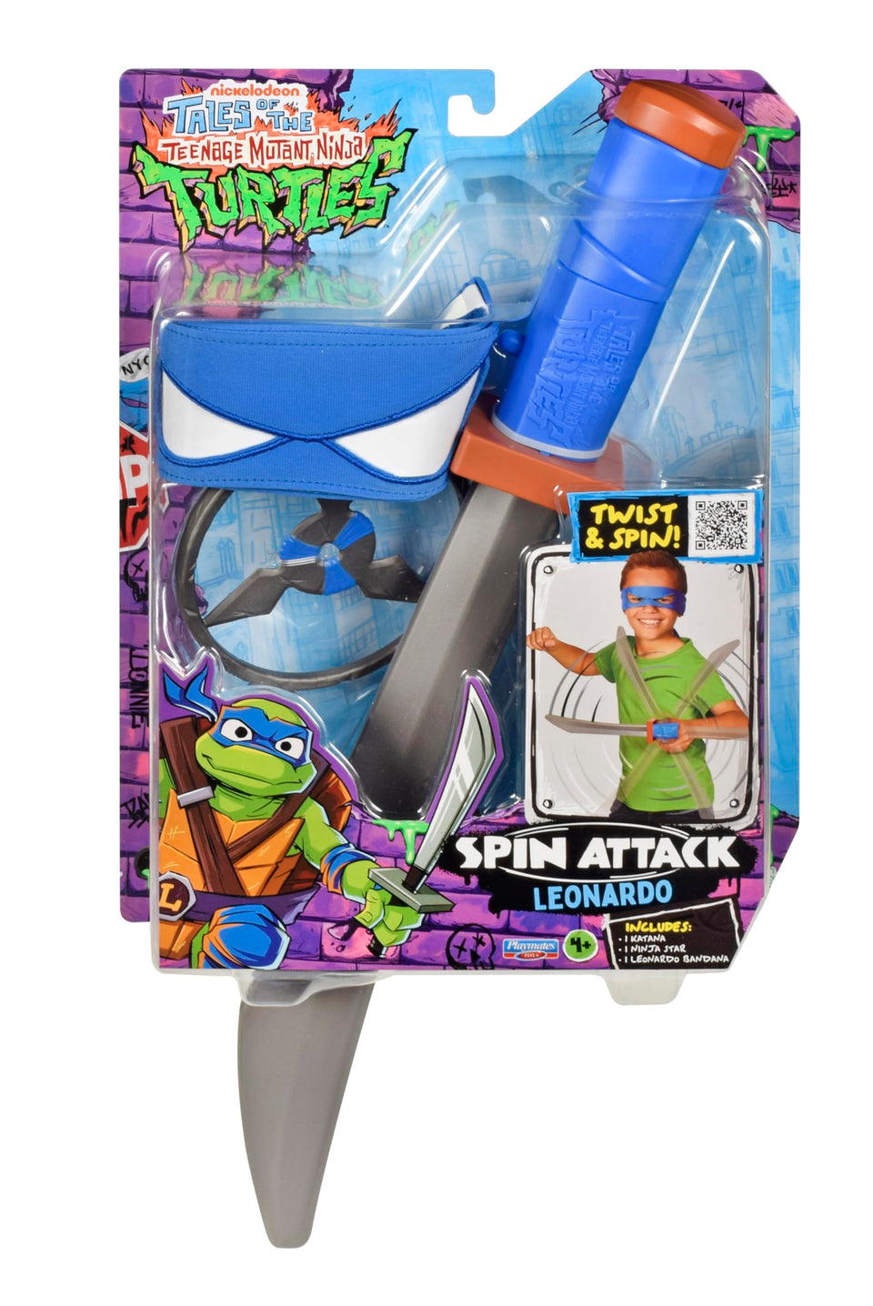 TMNT Leonardo Spin Attack katana sword ready for action-filled play.
