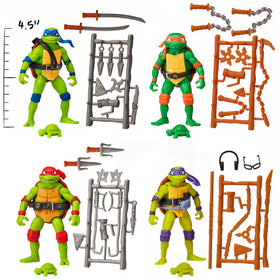 TMNT Mutant Mayhem Michelangelo figure with accessories for imaginative play.