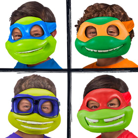 TMNT Mutant Mayhem mask with adjustable strap ensures secure, comfortable battles.