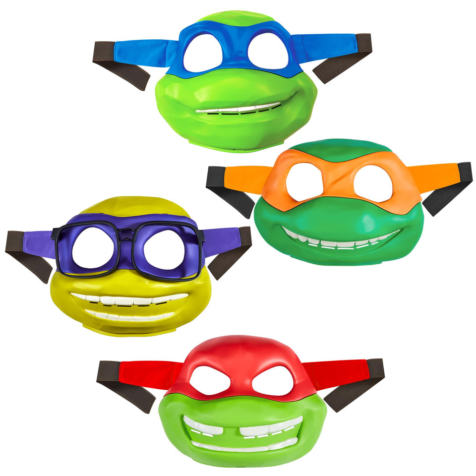 TMNT Mutant Mayhem turtle mask 4-pack shows authentic movie detail for play.