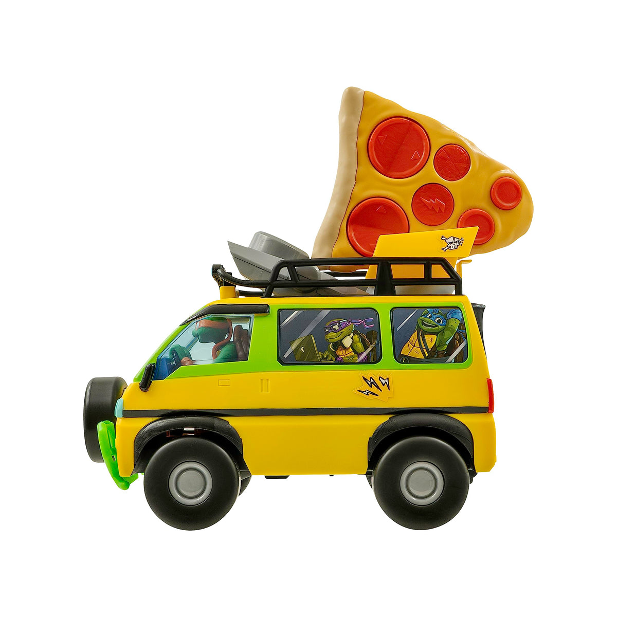 TMNT Pizza Blaster RC vehicle front view with movie-inspired styling.