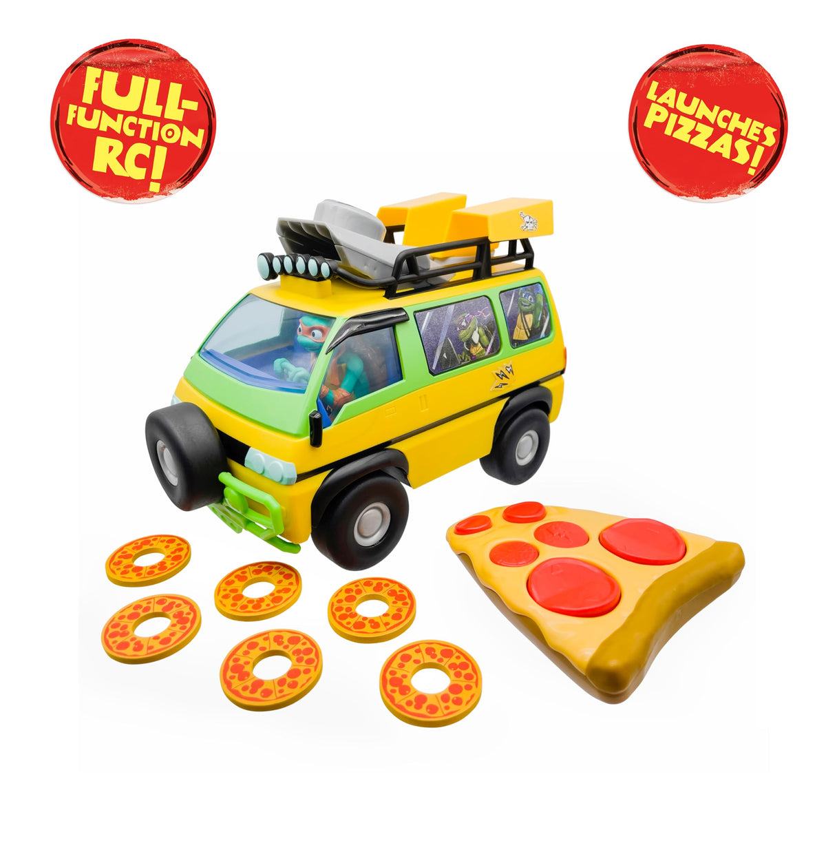 TMNT Pizza Blaster RC vehicle side view ready for action.