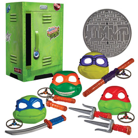 TMNT roleplay locker front view with masks and gear for pretend play