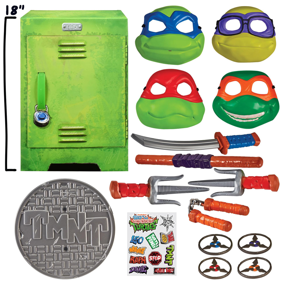 TMNT roleplay locker open door showing organized gear storage